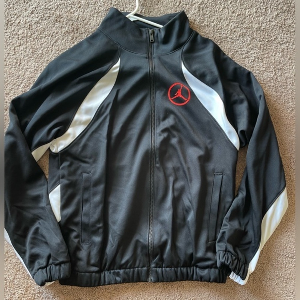 Jordan Windbreaker Black with White and Red Accents